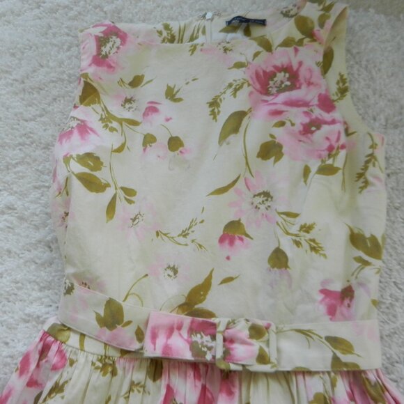 Summer sleeveless floral dress:  size 2, all cotton, fully lined - Picture 3 of 5